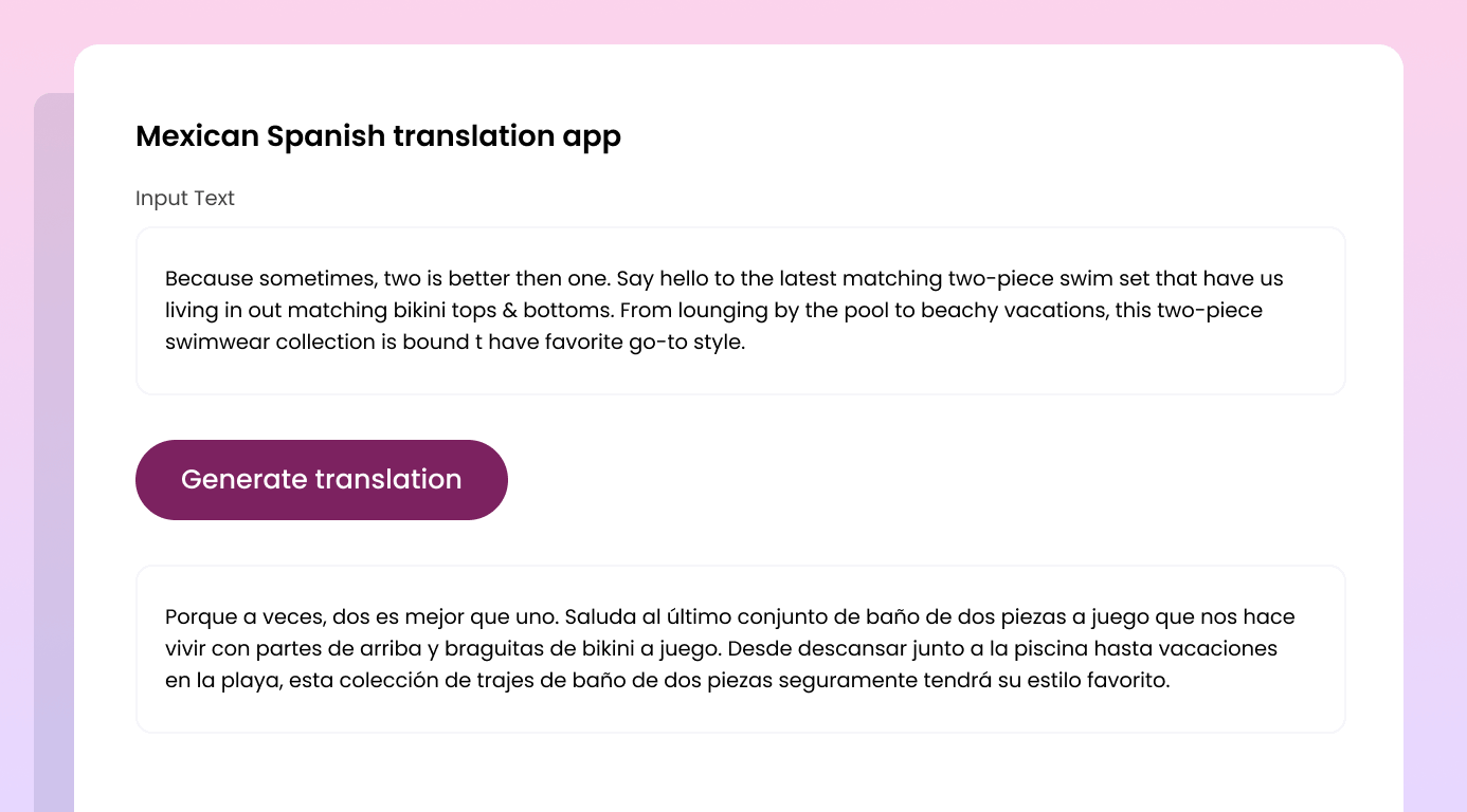 Mexican Spanish translation agent for front end users built with Writer Framework